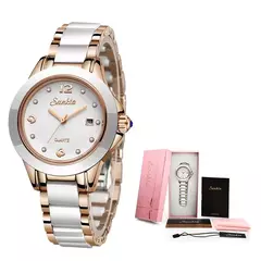 Imagem do LIGE-Relógio de Quartzo Impermeável de Cerâmica Feminina, Luxo, Marca, Moda, Senhoras Relógios, Pulseira, Data, Relógio, Novo