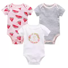 Algodão das meninas do bebê Bodysuit de manga curta, recém-nascido Vestuário, Criança, 0-12 meses, 3 6 Pcs por lote - loja online