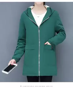 Casaco de algodão acolchoado de comprimento médio feminino, lã de cordeiro grossa quente, blusa feminina com capuz, todo apto, novo, outono, inverno, 2023 - loja online