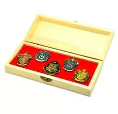 Harry Potter Time Turner Ampulheta Emblema De Metal, Conjuntos De Anéis De Broche, Varinha Mágica De Quadribol, Chaveiro De Pedra Mágica, Colar Caixa De Presente