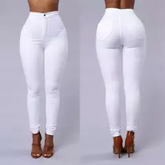 Imagem do Perneiras femininas de cintura alta, jeans stretch, calça lápis rosa, 2024