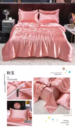 Mulberry Silk Bedding Set, capa de edredão, lençol, fronha, lençol de cetim luxo, cor sólida, rei, rainha, completo, Twin Size - comprar online