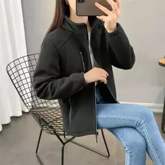 Casaco de gola polar reversível feminino, moletom casual, casaco com zíper solto, moletom de manga longa, moletom de inverno na internet