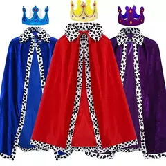 Adulto crianças capa rei príncipe cosplay traje coroa xale pai-filho atividade festa desempenho traje manto de halloween
