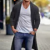Suéter fino de malha masculino, cardigans monocromáticos, casaco longo macio de lã, jaqueta primavera e outono, alta qualidade 2022