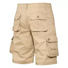 Calções de algodão de bolso múltiplo masculino, macacão de cor sólida de alta qualidade, casual ao ar livre, calças curtas esportivas, novo verão - comprar online