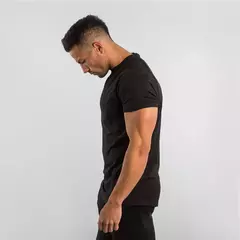 Imagem do Camiseta masculina de algodão de manga curta, tops lisos, musculação T, corredores musculares, roupas de ginástica masculina, camisa slim fit, camisa fitness