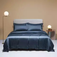 Liv-Esthete-Conjunto de cama cinza, capa de edredão, fronha, lençol, colcha, Double King Queen para dormir, 100% seda, Gift Set, verão