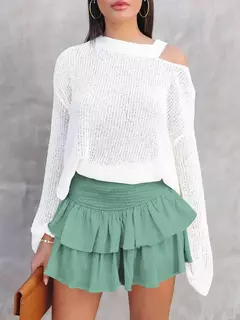Mini-saia linha A feminina, cintura baixa, fina, monocromática, que combina tudo, casual, doce, sexy, streetwear de moda feminina, verão, Y2K - comprar online