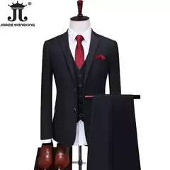 Monocromático Terno de escritório formal, vestido de casamento do noivo, blazer de marca high-end, calças colete, S-6XL, conjunto de 3 peças, vestido de festa na internet