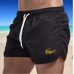 Calção de banho com cordão masculino, roupa de banho, shorts de banho, shorts respiráveis, surfe de verão, calções de praia, calças esportivas - loja online