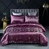 Luxo Satin Jacquard Único Duplo Duvet Cover Set, Europeu Conjunto de cama de casamento, Queen Size Quilt, King Size, High End