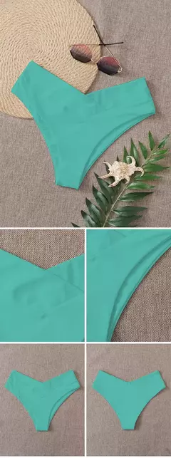 Imagem do Tanga brasileira de biquíni para mulheres, semi-banho, roupa de praia sexy V cheeky, banho preto para senhoras, natação