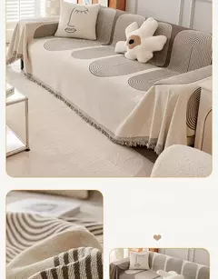 Sofá nórdico Cobertores, Camping ao ar livre, Piquenique Grande Sofá Capa, Lazer Relax Toalha de Praia, Tapete de Viagem Branco, Borlas de linho - comprar online