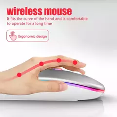 Mouse sem fio Bluetooth para Tablet e telefone, Ratos de retroiluminação RGB recarregáveis para iPad, PC, Laptop, 2.4GHz USB