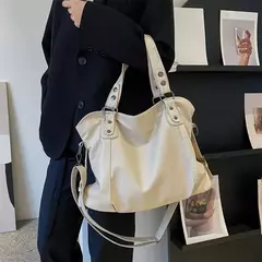 Bolsas de ombro pretas de grande capacidade para mulheres, bolsa de compras monocromática, couro macio, bolsa crossbody, sacola de viagem senhora - Wolf Magazine