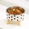 Tigela para cães e gatos com bolinhas xadrez em aço inoxidável antiderrapante fácil de limpar para ambientes internos e externos