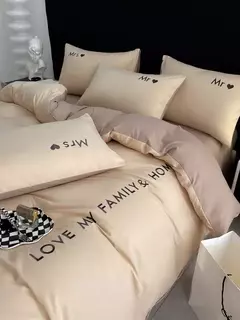 Imagem do Conjunto de cama de algodão egípcio com lençol, capa de edredão, fronhas, roupa de cama, rei, rainha, duplo, duplo, luxo nórdico
