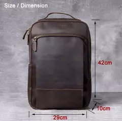 Mochila de couro genuíno para homens, cavalo louco vintage mochila para laptop grande mochila diária mochila de viagem mochila para caminhadas - Wolf Magazine
