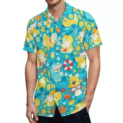 Camiseta havaiana masculina de manga curta, estampa de ovelha 3D, roupas de praia soltas, camisas grandes, verão - comprar online