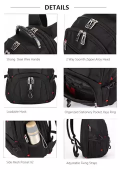 Durável Swiss Multifuncional Laptop Mochila, Resistente À Água Saco De Viagem, Faculdade Bookbag, Porta De Carregamento USB, 17";;VERDADEIRO;;"15 inch General - Wolf Magazine