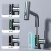 Torneira de bacia de exibição digital com temperatura de cachoeira, Levante o pulverizador, Misturador para pia de água quente e fria