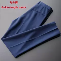 Imagem do Calças casuais para homens, calças finas, calças brancas, terno masculino, anti-rugas, calças de alto grau de 9 pontos, 2023