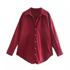 Imagem do TRAF-Camisa multicolor de botões para mulheres, blusa de manga comprida, blusas extragrandes, streetwear feminino, verão