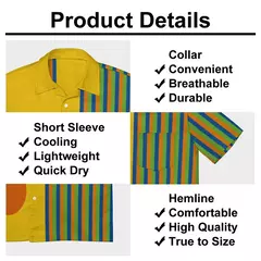 Camisas havaianas masculinas de verão, impressão 3D com listras padrão engraçado, camisas grandes soltas masculinas, roupas casuais de manga curta, moda - loja online