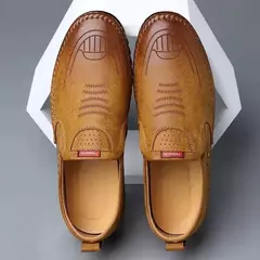 Sapato de couro casual masculino, sola macia, respirável, tendão de vaca, trabalho, dirigindo, feijão, vestido de negócios masculino - Wolf Magazine