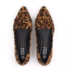 Imagem do Sapatos baixos com estampa leopardo para mulheres, nó borboleta, dedo apontado, salto baixo, mocassins casuais, calçado de caminhada
