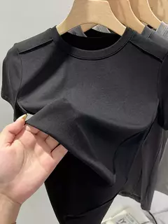 Imagem do Aossviao verão branco camiseta de algodão feminino de manga curta estudante versátil solto meia manga camiseta harajuku tendência superior