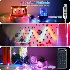 Smart RGB LED String Lights, Bluetooth, Fairy Lights, Festão, Árvore de Natal, Casamento, Decoração do jardim ao ar livre, Ano Novo L, 5 m, 10 m, 20m na internet