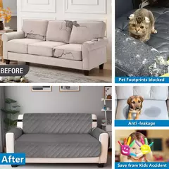 Imagem do Capas de sofá impermeável com bolsos laterais, antiderrapante Slipcovers, correias elásticas, protetor de sofá para cães e gatos, 1 lugares, 2 Seaters, 3 Seaters, 4 Seaters