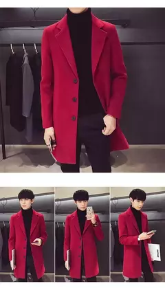 Casaco longo de algodão masculino, à prova de vento, Monocromático, Lã, Blended, Casual, Moda empresarial, Tamanho 5XL, Novo, Outono, Inverno, 2022 - loja online