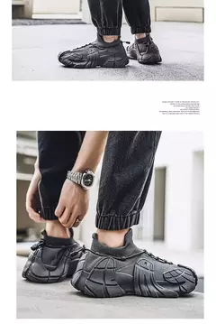 Sapato casual de malha leve masculino, meias respiráveis, tênis antiderrapante, sapato de pai versátil, popular, novo, 2024 - loja online