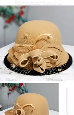 Chapéu Fedora com fita bowknot para mulheres, chapéus de feltro de lã jazz para senhoras, elegante vestido capela, boliche francês banquete, inverno e outono - comprar online