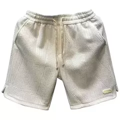 Shorts de natação de algodão misturado masculino, cintura solta, bolso múltiplo, cor sólida, shorts casuais na moda para surf e praia - loja online