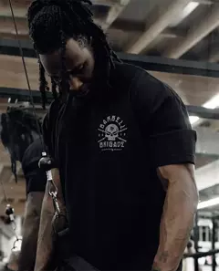BARBELL Briggs-camiseta solta de fitness masculina, camiseta casual de algodão, manga curta, corrida na academia, moda verão, tamanho grande, de M a 3XL - loja online