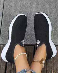 Sapatos femininos leves respiráveis tamanho grande apartamentos para senhora, deslizamento em sapatos casuais esporte ao ar livre tênis moda tênis - loja online
