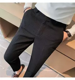 Calça waffle stretch masculina, calça reta justa, terno de festa social, roupa formal, alta qualidade, nova moda, 2022 na internet