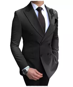 2024 novo terno masculino bege 2 peças duplo breasted notch lapela plana fino ajuste casual smoking para casamento (blazer + calças) - loja online