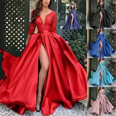 Vestido de lantejoulas de renda com cauda, saia longa para banquete, europeu e americano, primavera e verão, 2024 - loja online
