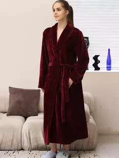 Camisola Nobre Flanela Preta, Longo Robe Termal, Conjunto de Pijamas com Calças, Roupa de Casa, Luxo, Outono, Inverno na internet