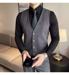 Imagem do Terno xadrez formal masculino, vestido de noiva noivo, blazer de festa, calças, jaqueta, colete, calças, high-end, casual, escritório, marca