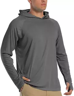 Imagem do TACVASEN-Homens à Prova de UV Hoodie Manga Longa, Proteção Solar Camisetas, Respirável, Leve, Secagem Rápida, Casual Camisetas Masculinas