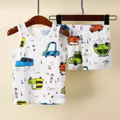 Conjuntos de pijamas infantis, pijamas de dinossauro, pijamas infantis, colete para meninos e meninas, terno de criança de 1 a 10 anos, verão na internet