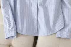 Camisa Oxford feminina casual de algodão, blusa e tops para senhora, camisas listradas brancas e azuis, roupa de boa qualidade, nova, outono 2022