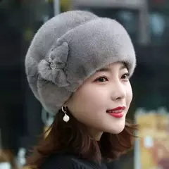 Chapéu de pele quente feminino, moda inverno, cabelo inteiro de vison, boina, maré, Kanye, Gorras Cap, mãe - comprar online