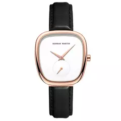 Relógio de pulso de quartzo oval estilo minimalista feminino, barril de vinho, ouro rosa, preto, cronômetro, elegante, 34mm, novo, 2023 - Wolf Magazine
